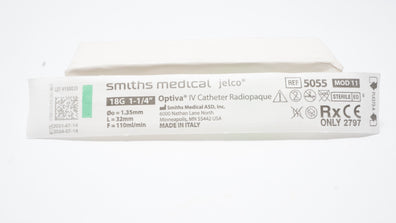 Smiths Medical 5055 Jelco Optiva IV Cath. Radiopaque 18G x 1-1/4Inch (x)